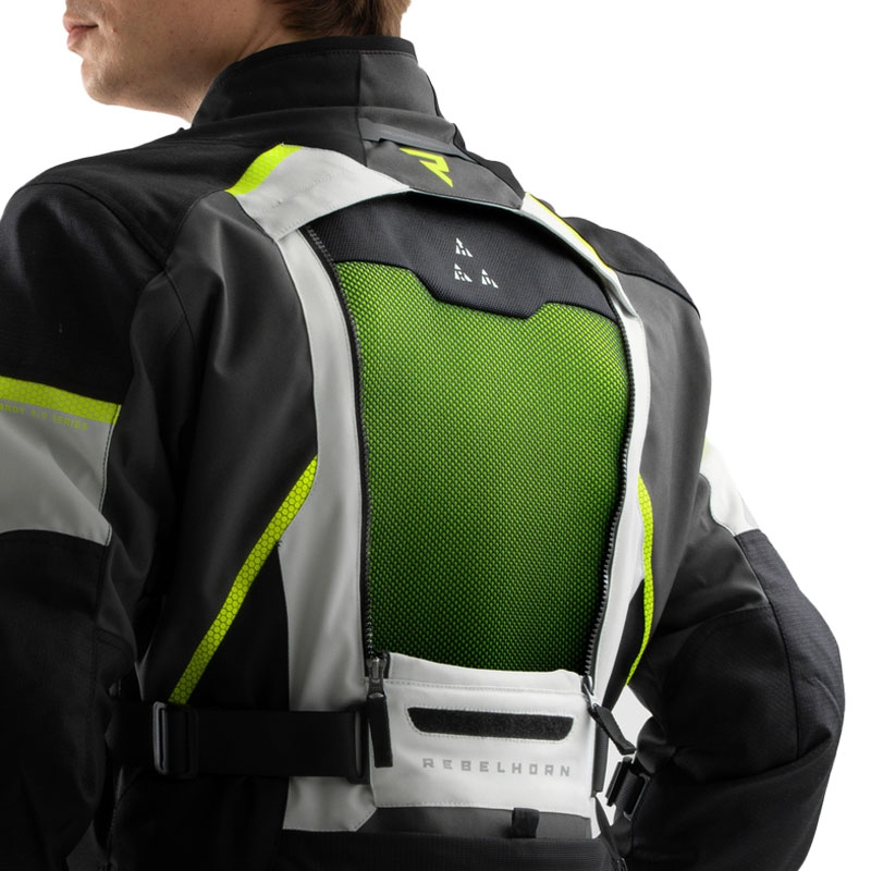 Chaqueta de moto Rebelhorn Hardy 3.0 en negro, gris y amarillo fluorescente