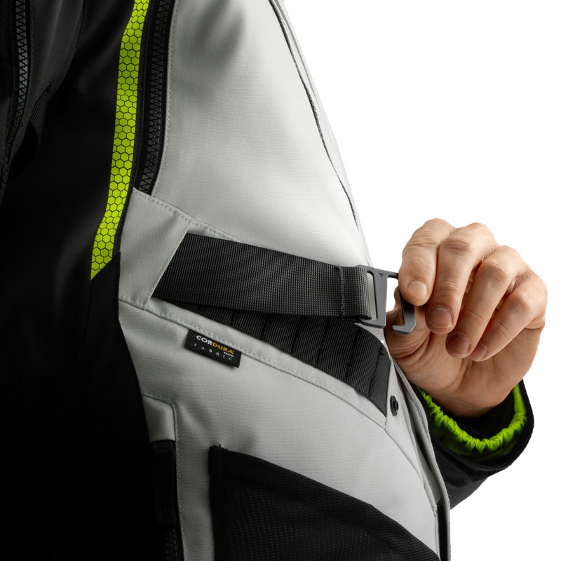 Chaqueta de moto Rebelhorn Hardy 3.0 en negro, gris y amarillo fluorescente