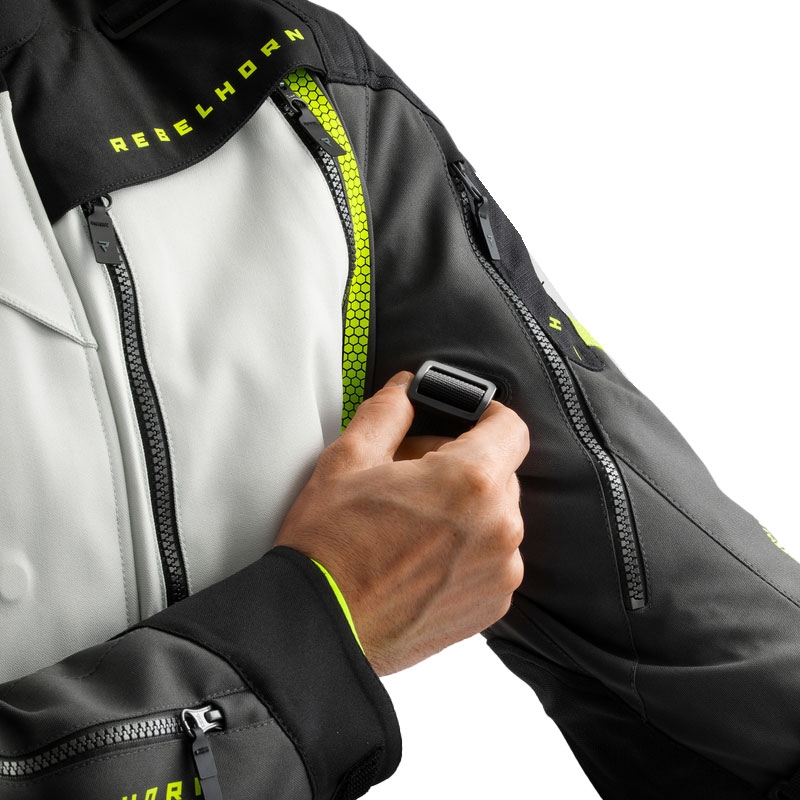 Chaqueta de moto Rebelhorn Hardy 3.0 en negro, gris y amarillo fluorescente