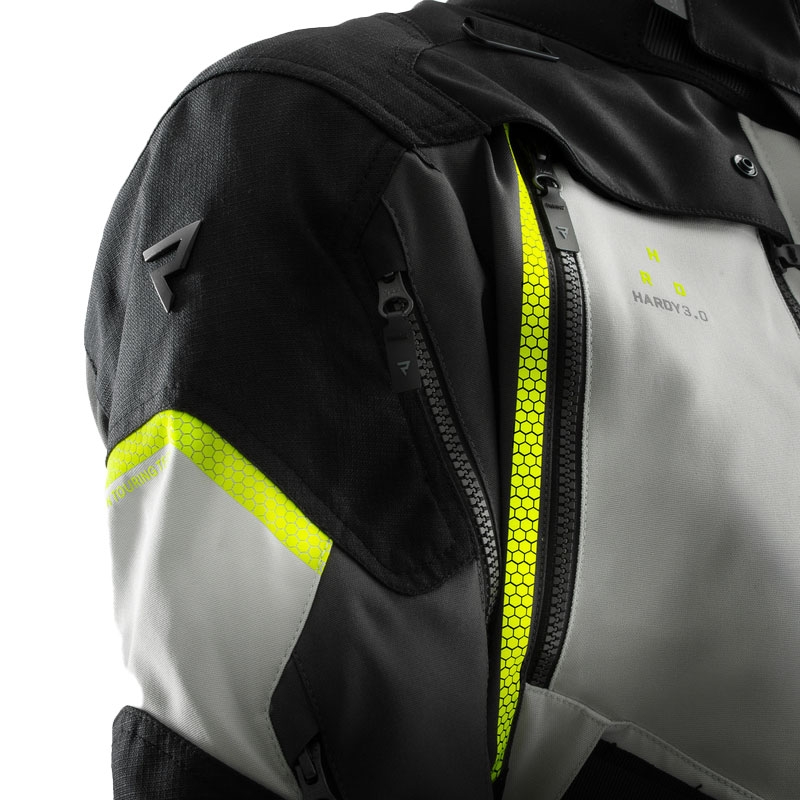 Chaqueta de moto Rebelhorn Hardy 3.0 en negro, gris y amarillo fluorescente