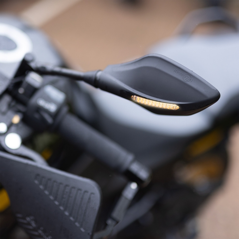 Espejo retrovisor con intermitente integrado Oxford Signal negro izquierdo