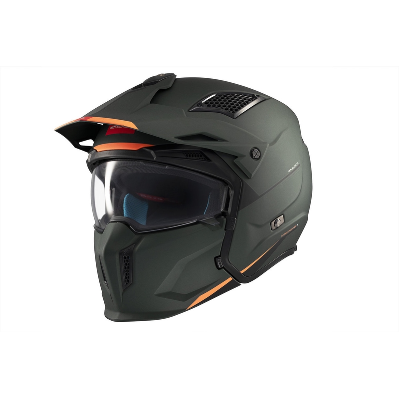 Casco abierto con máscara MT Streetfighter SV S Solid A6 verde mate con visera de iridio