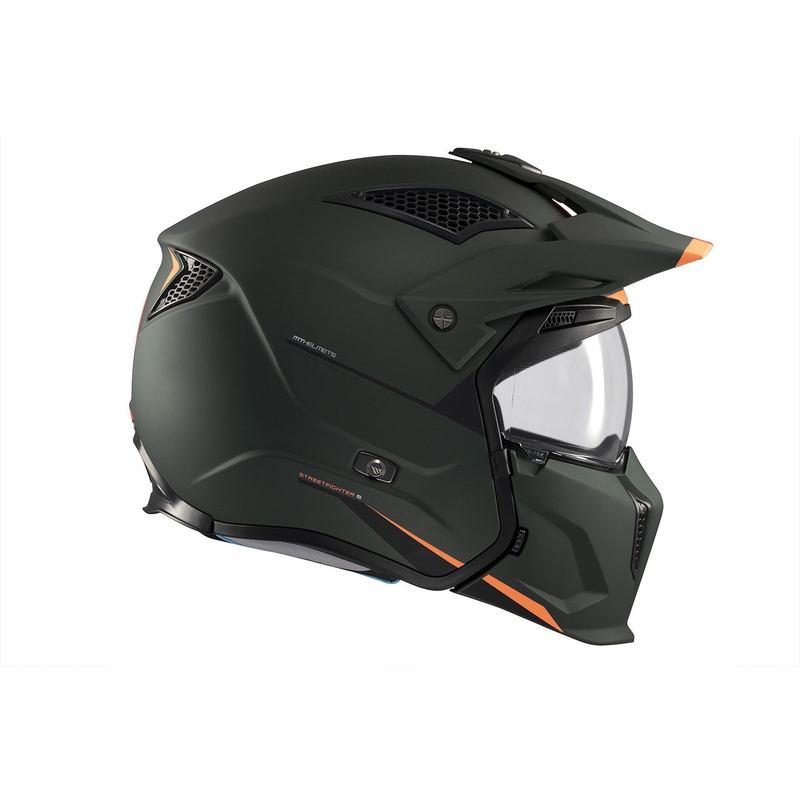 Casco abierto con máscara MT Streetfighter SV S Solid A6 verde mate con visera de iridio