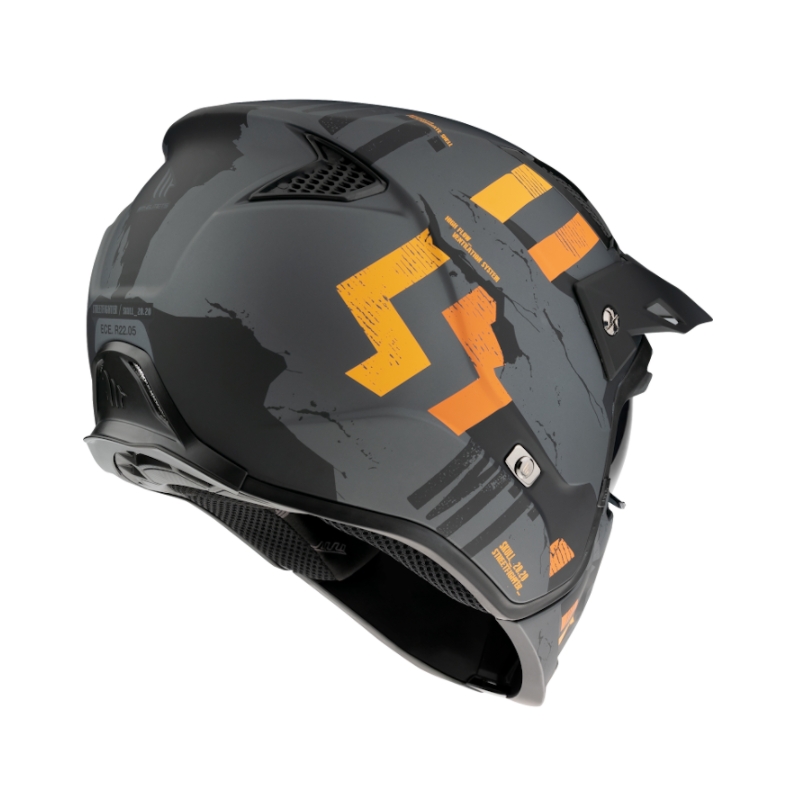 Casco abierto con máscara MT Streetfighter Skull 2020 gris-naranja con visera de iridio