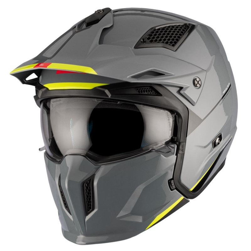 Casco abierto con máscara MT Streetfighter SV S Solid A22 gris brillante con visera de iridio