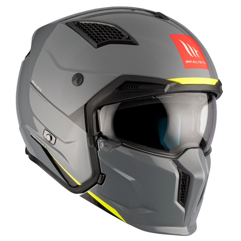 Casco abierto con máscara MT Streetfighter SV S Solid A22 gris brillante con visera de iridio