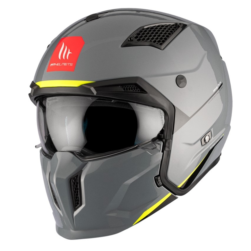Casco abierto con máscara MT Streetfighter SV S Solid A22 gris brillante con visera de iridio
