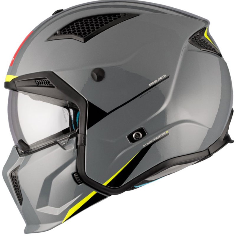 Casco abierto con máscara MT Streetfighter SV S Solid A22 gris brillante con visera de iridio