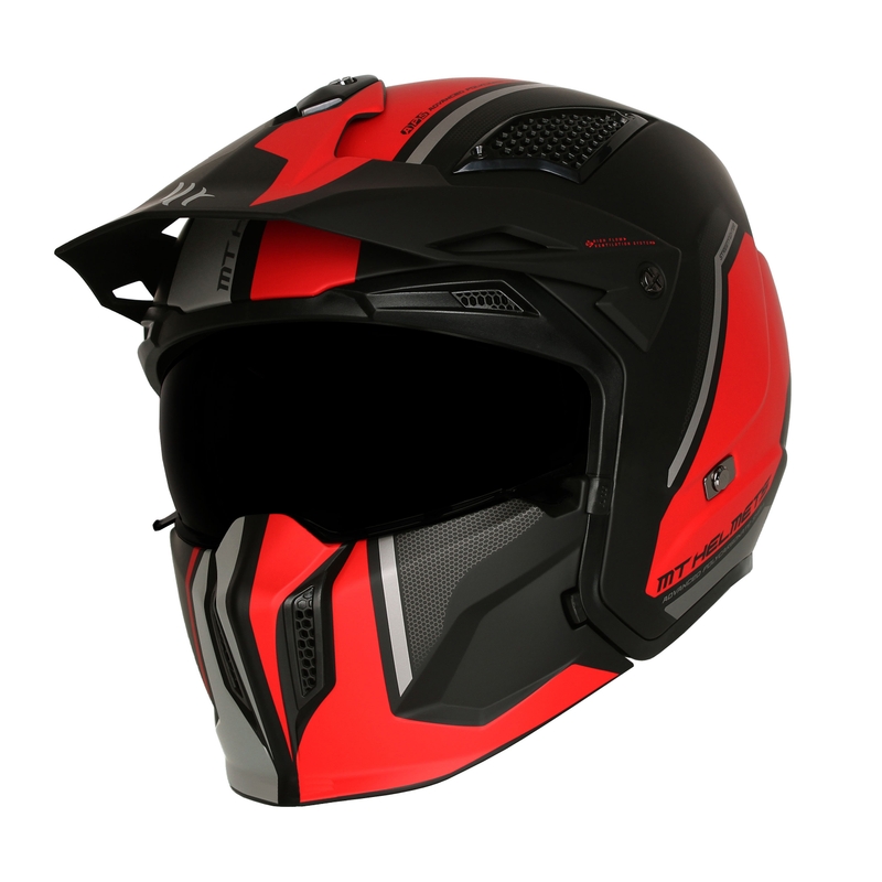 Casco abierto con máscara MT Streetfighter SV S TWIN C5 negro-rojo con visera de iridio