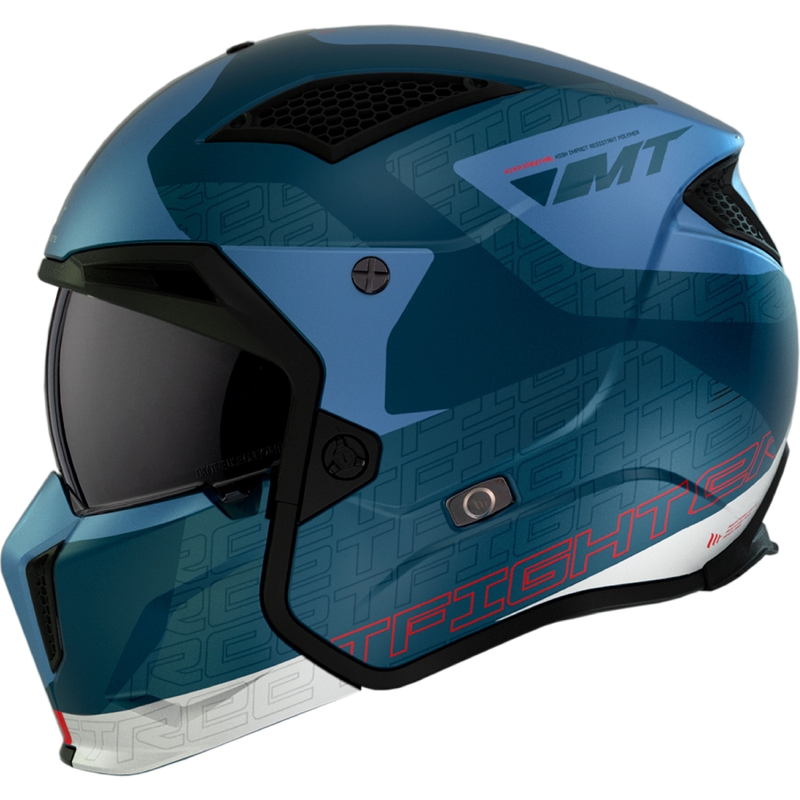 Casco abierto con máscara MT Streetfighter SV Totem C17 blanco-azul con visera de iridio