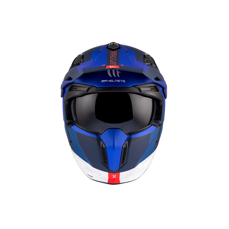 Casco abierto con máscara MT Streetfighter SV Totem C17 blanco-azul con visera de iridio