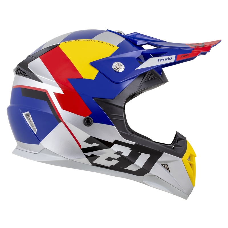 Casco de motocross ZED X1.9 Tendo azul perla-rojo-amarillo-plata