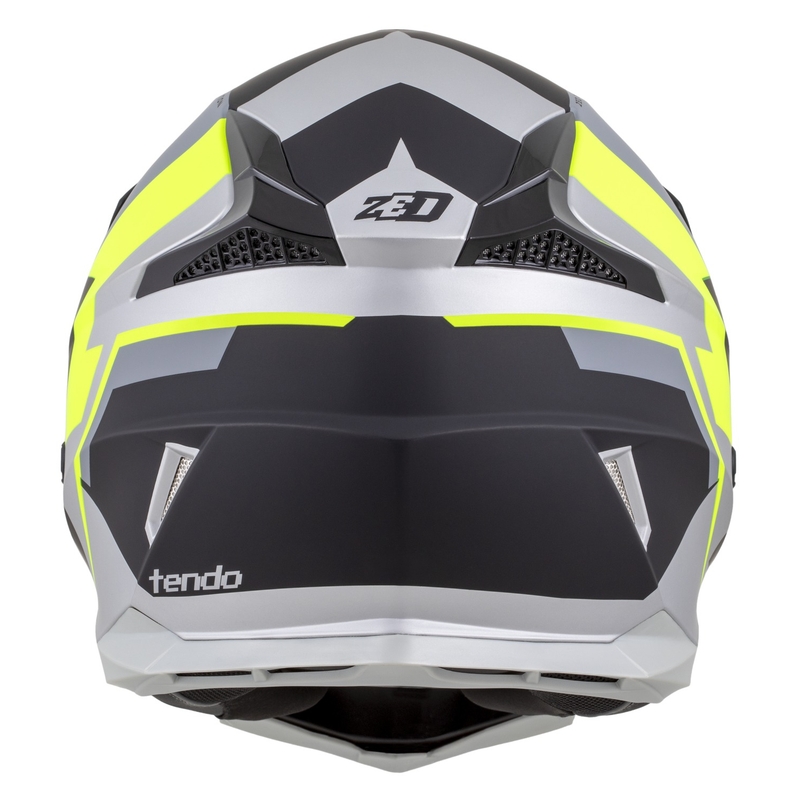 Casco de motocross ZED X1.9 Tendo negro mate-gris oscuro-gris claro-amarillo fluo