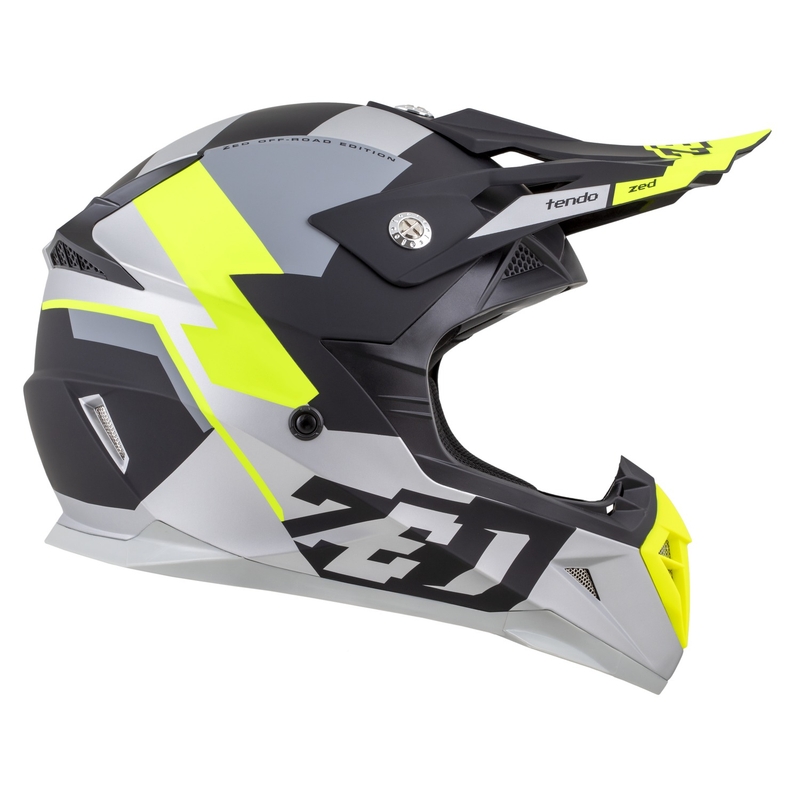 Casco de motocross ZED X1.9 Tendo negro mate-gris oscuro-gris claro-amarillo fluo