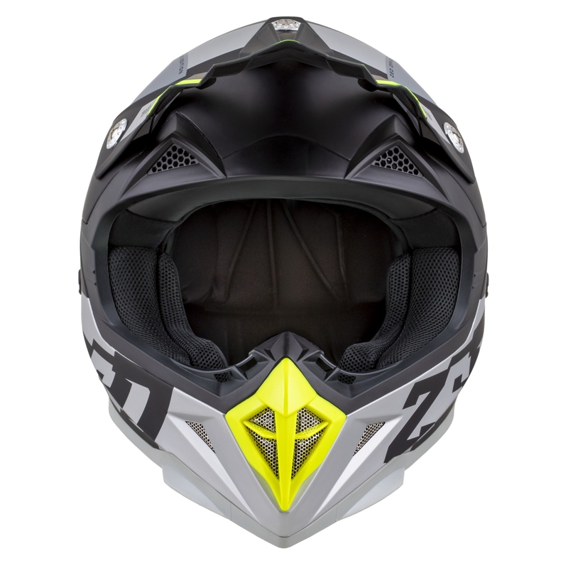 Casco de motocross ZED X1.9 Tendo negro mate-gris oscuro-gris claro-amarillo fluo