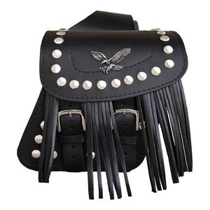 Bolsas de moto de piel RSA S185B con flecos negros