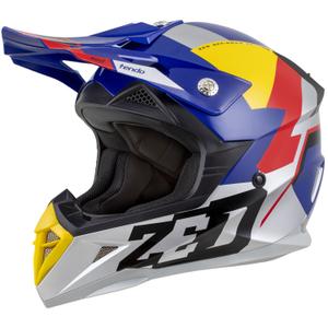Casco de motocross infantil ZED X1.9D TENDO azul perla-rojo-amarillo-plata