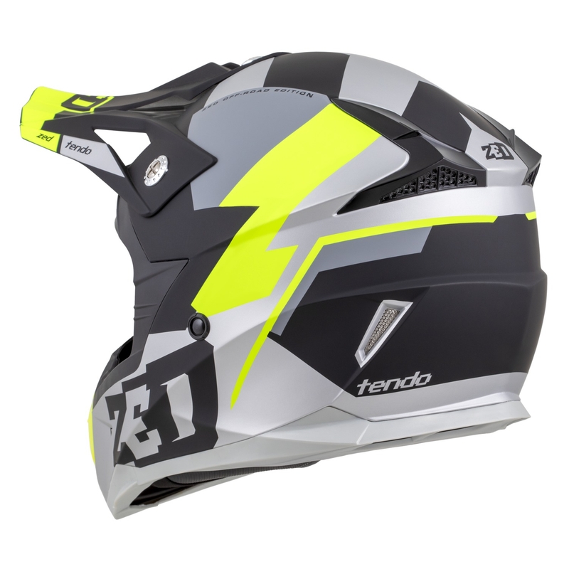 Casco de motocross infantil ZED X1.9D TENDO negro mate-gris oscuro-gris claro-amarillo fluo