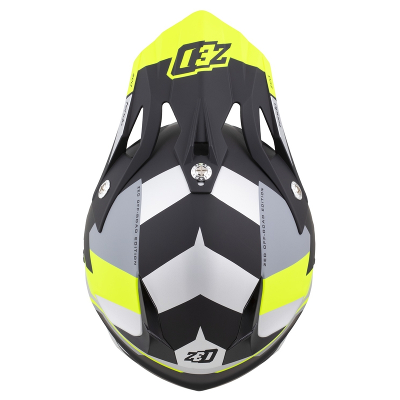 Casco de motocross infantil ZED X1.9D TENDO negro mate-gris oscuro-gris claro-amarillo fluo