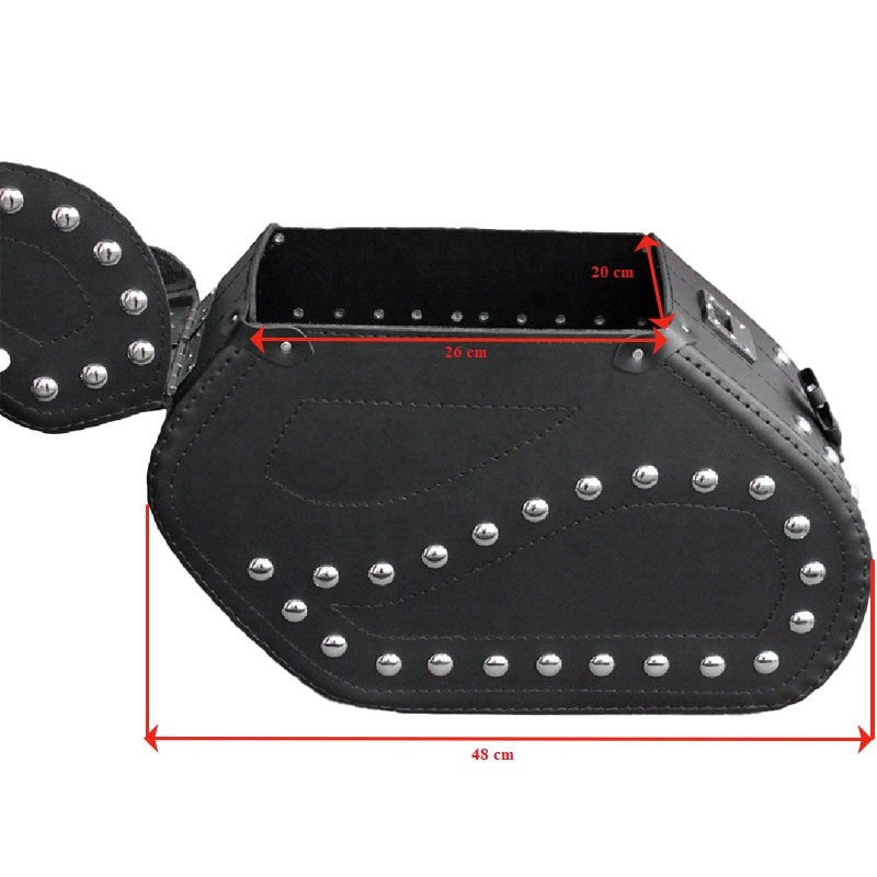 Bolsas de cuero para moto RSA S221 con cerradura y remaches en color negro liquidación
