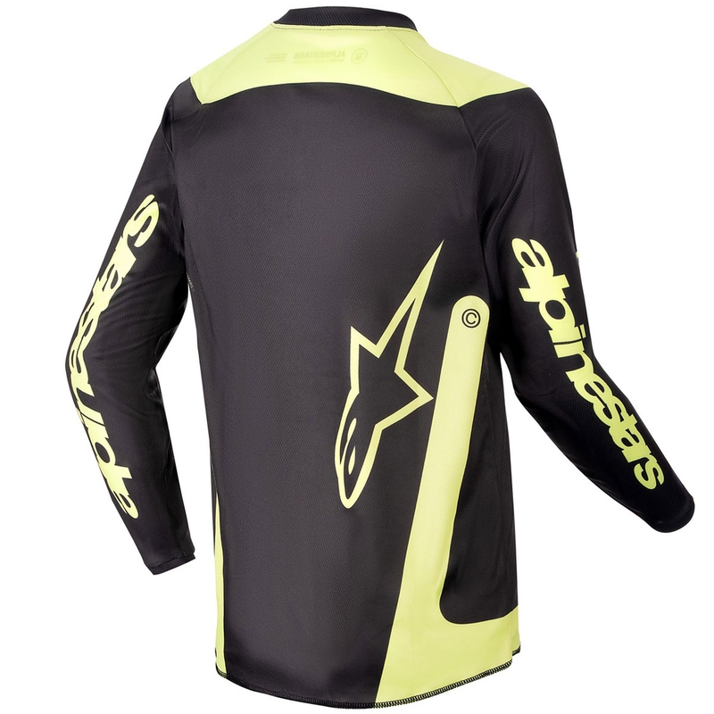 Camiseta de motocross infantil Alpinestars Racer Lurv negra y amarilla fluorescente