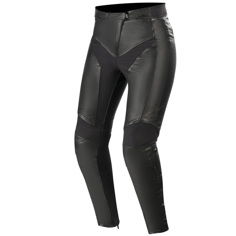 Pantalones de moto de cuero negro para mujer Alpinestars Stella Vika V2