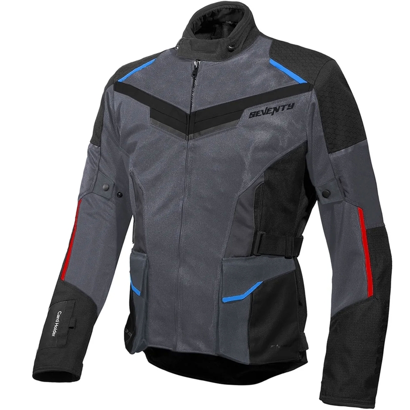 Chaqueta de moto Seventy Degrees SD-JT70 Atacama gris-azul-roja