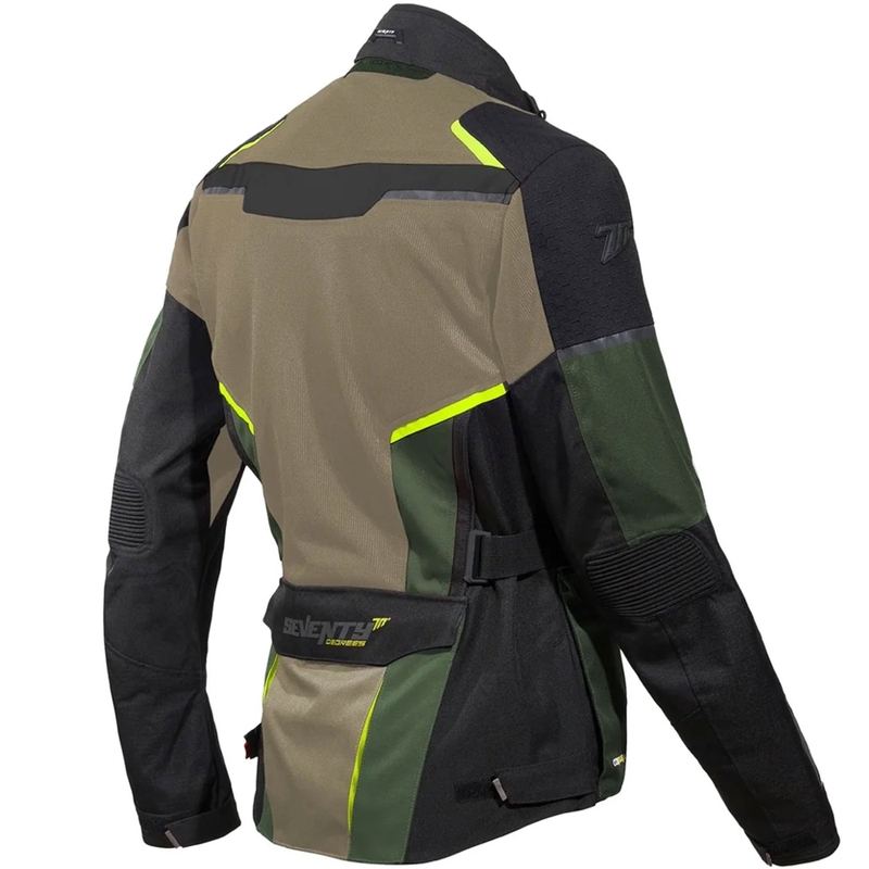 Chaqueta de moto Seventy Degrees SD-JT70 Atacama color arena-verde-amarillo fluorescente