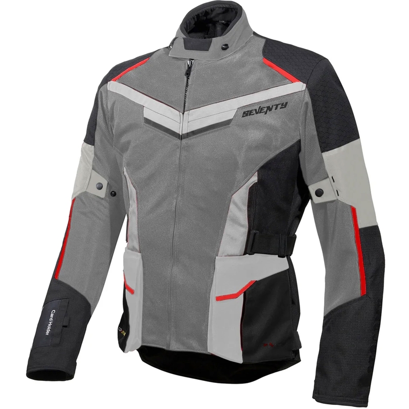 Chaqueta de moto Seventy Degrees SD-JT70 Atacama negra, gris y roja