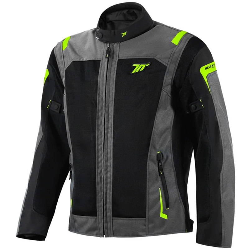 Chaqueta de moto Seventy Degrees SD-JT66 Sahara negro-amarillo fluo