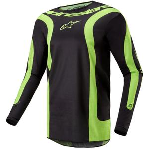 Camiseta de motocross Alpinestars Fluid Lurv negra y amarilla fluorescente