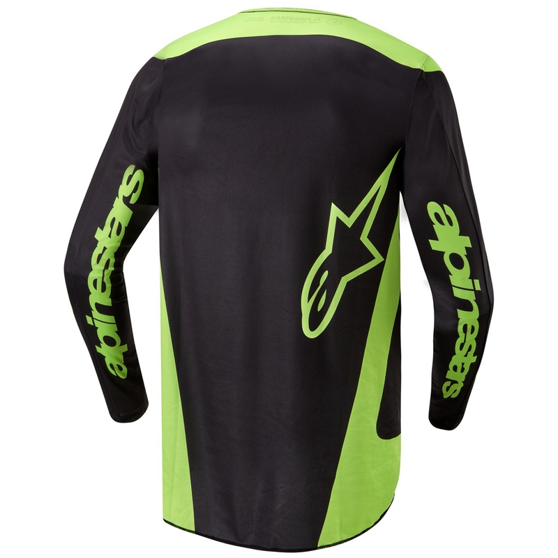 Camiseta de motocross Alpinestars Fluid Lurv negra y amarilla fluorescente