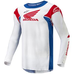 Camiseta de motocross Alpinestars Racer Iconic Honda, color blanco, azul, rojo y negro
