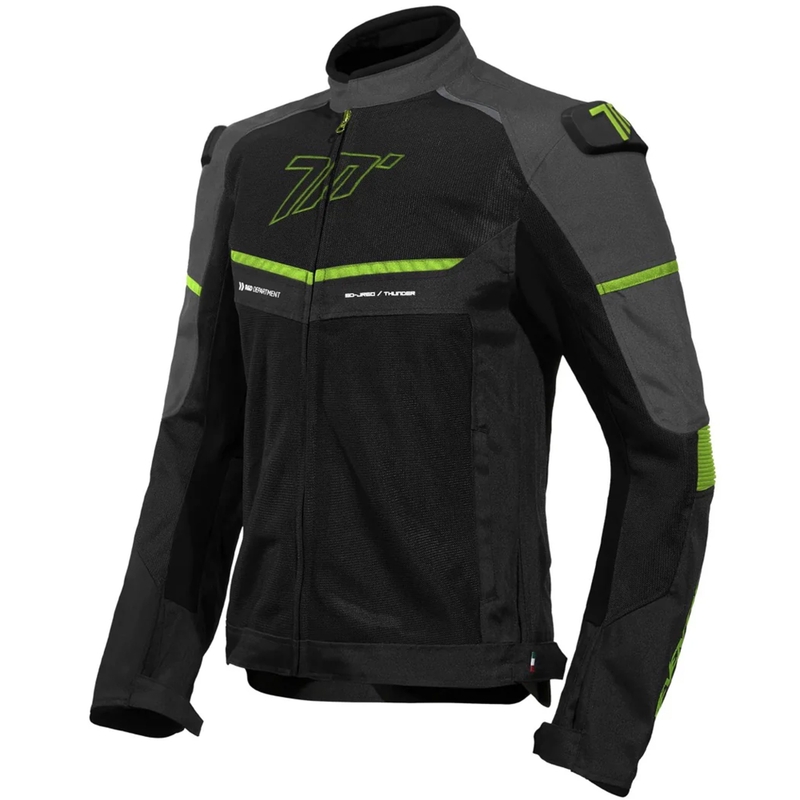 Chaqueta de moto Seventy Degrees SD-JR60 Thunder negro-amarillo fluo