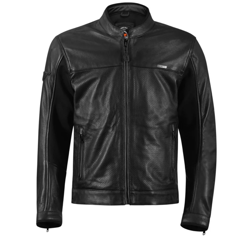 Chaqueta de moto de cuero clásica Seventy Degrees SD-JL4 Legend, color negro