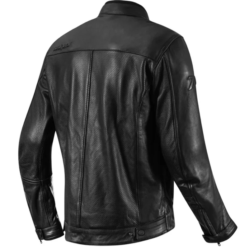 Chaqueta de moto de cuero clásica Seventy Degrees SD-JL4 Legend, color negro