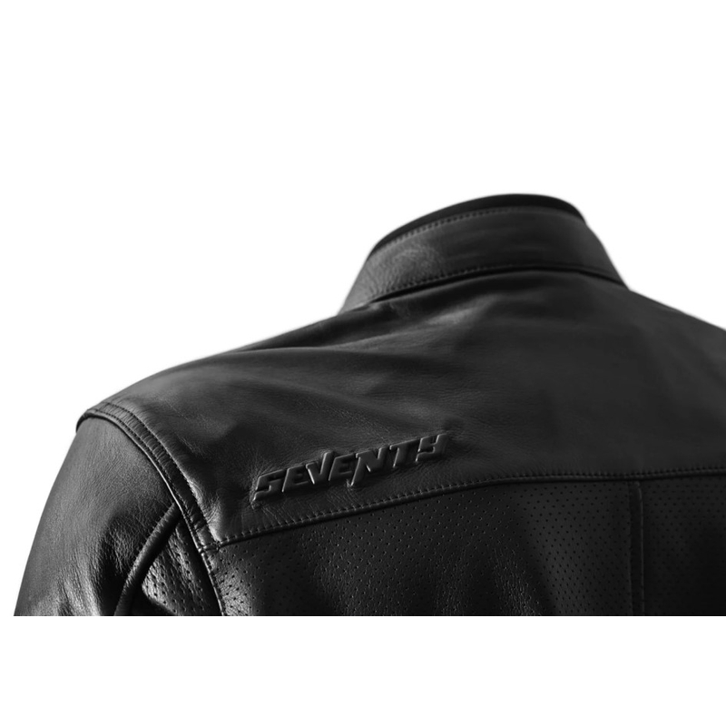 Chaqueta de moto de cuero clásica Seventy Degrees SD-JL4 Legend, color negro