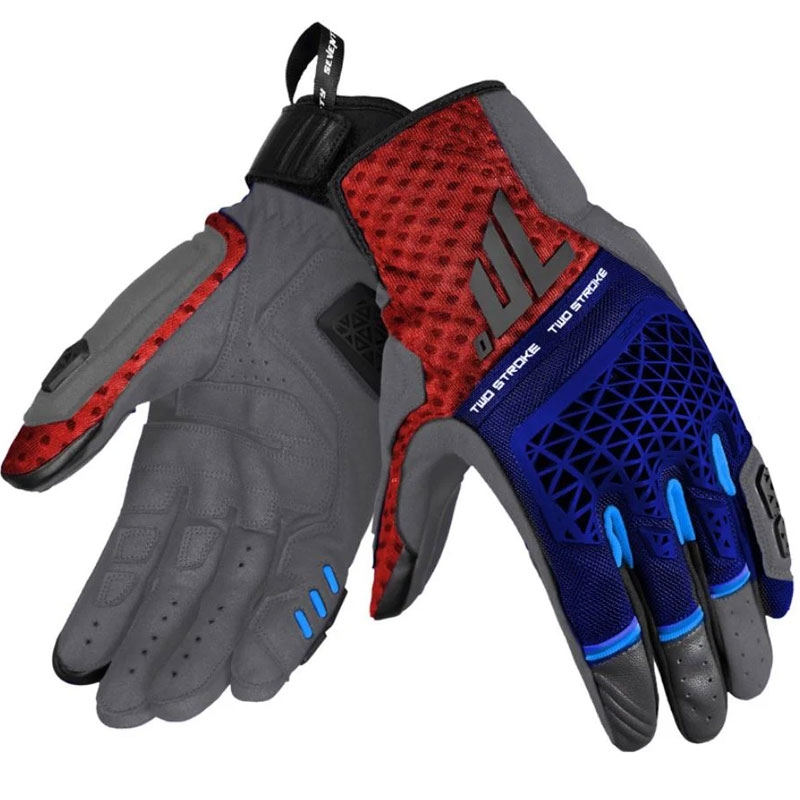 Guantes de moto Seventy Degrees SD-N60 Two Stroke azul-rojo