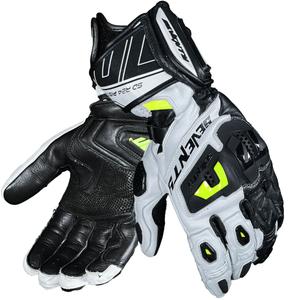Guantes de moto Seventy Degrees SD-R24 Pista Blanco-Negro-Amarillo Fluo