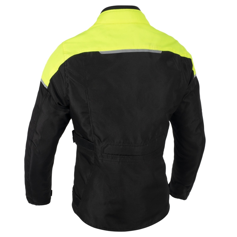 Chaqueta de moto para mujer Oxford Spartan Long WP negro-amarillo fluo
