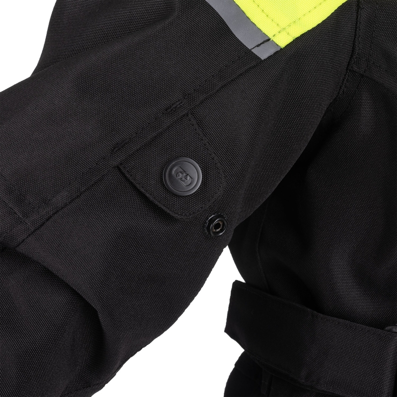 Chaqueta de moto para mujer Oxford Spartan Long WP negro-amarillo fluo