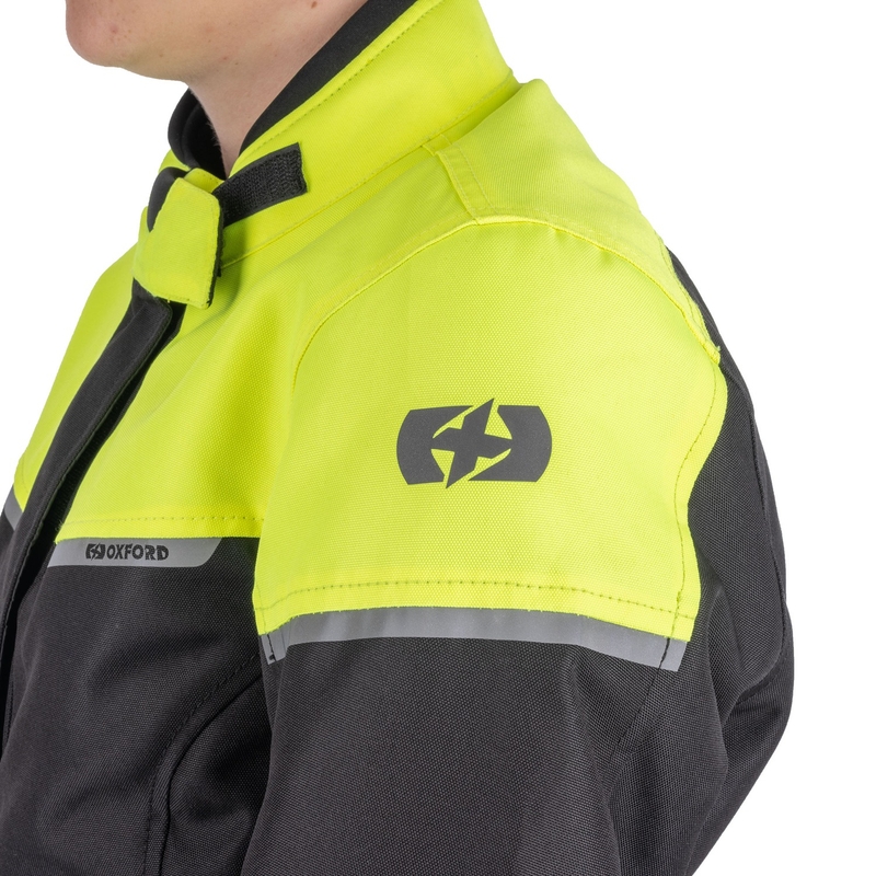 Chaqueta de moto para mujer Oxford Spartan Long WP negro-amarillo fluo