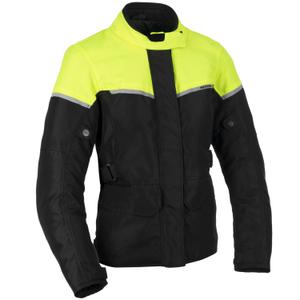 Chaqueta de moto para mujer Oxford Spartan Long WP negro-amarillo fluo