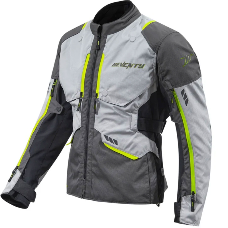 Chaqueta de moto Seventy Degrees SD-JT67 Tanami en negro-gris-amarillo fluorescente