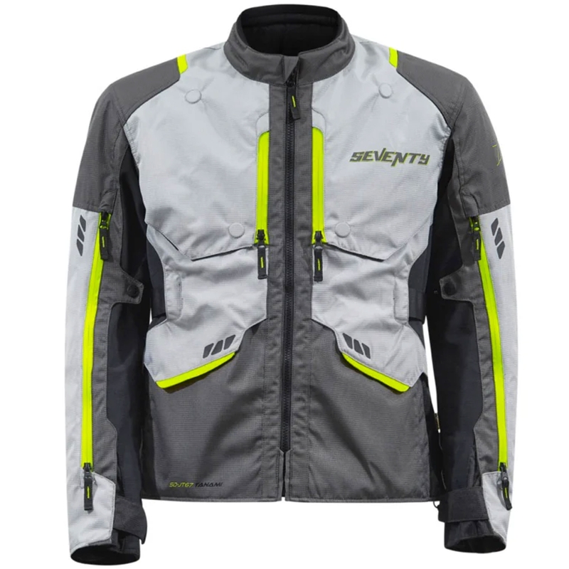 Chaqueta de moto Seventy Degrees SD-JT67 Tanami en negro-gris-amarillo fluorescente