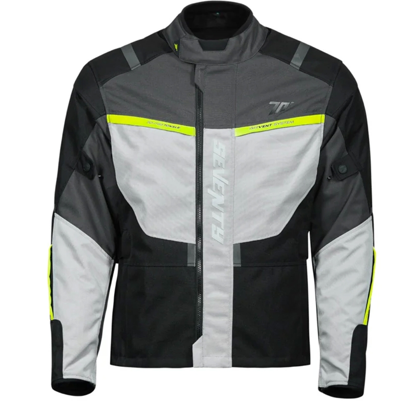 Chaqueta de moto Seventy Degrees SD-JT83 Tonale en negro-gris-amarillo fluorescente