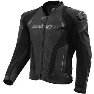 Chaqueta de moto de cuero negro con alerón SD-JL24 de Seventy Degrees