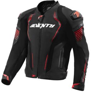 Chaqueta de moto de cuero negro-rojo Seventy Degrees SD-JL24 Spoiler