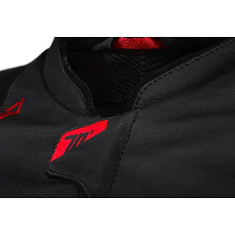 Chaqueta de moto de cuero negro-rojo Seventy Degrees SD-JL24 Spoiler