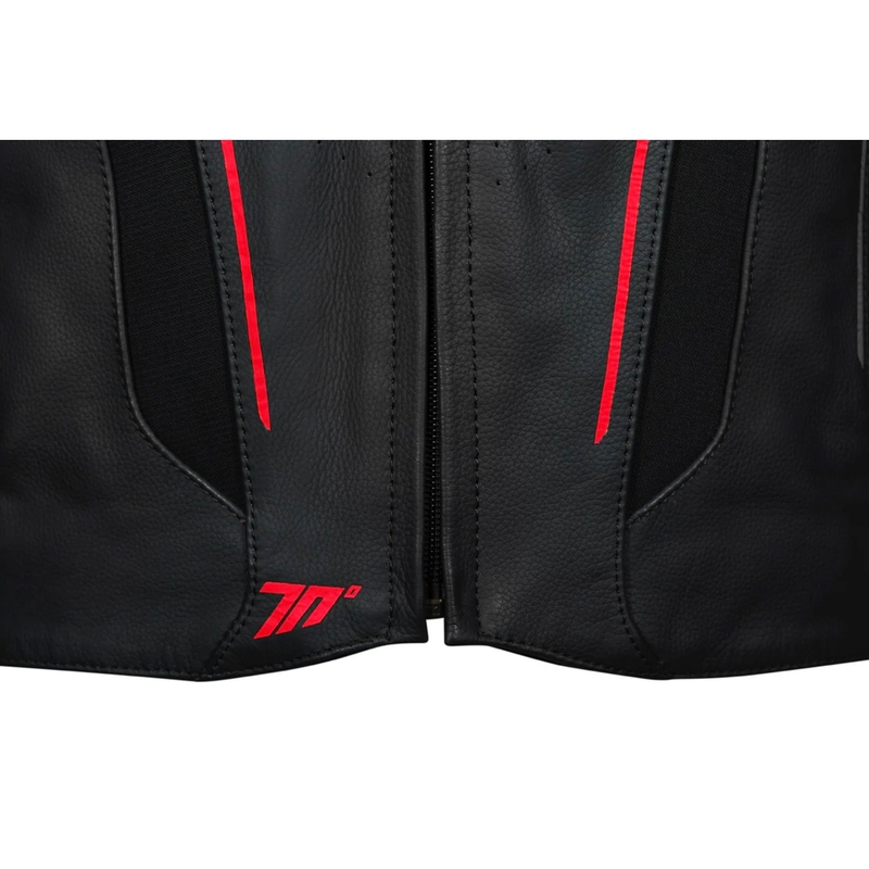 Chaqueta de moto de cuero negro-rojo Seventy Degrees SD-JL24 Spoiler